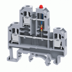 Двухуровневая клемма, винтовые зажимы проводника до 4 мм.кв. 32A/500V со светодиодной схемой - конфигурация EL2