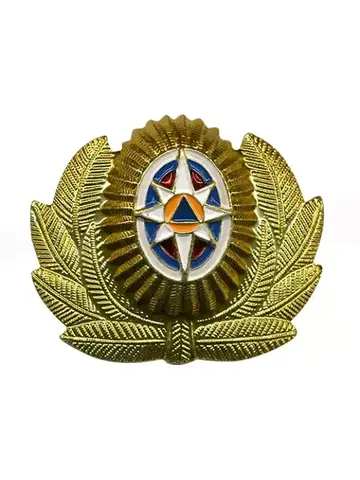 Кокарда МЧС большая металл (сине-белая)