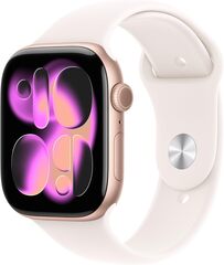Умные часы Apple Watch Series 11 46 мм из алюминия цвета «розовое золото», спортивный ремешок цвета «румянец» (S/M)