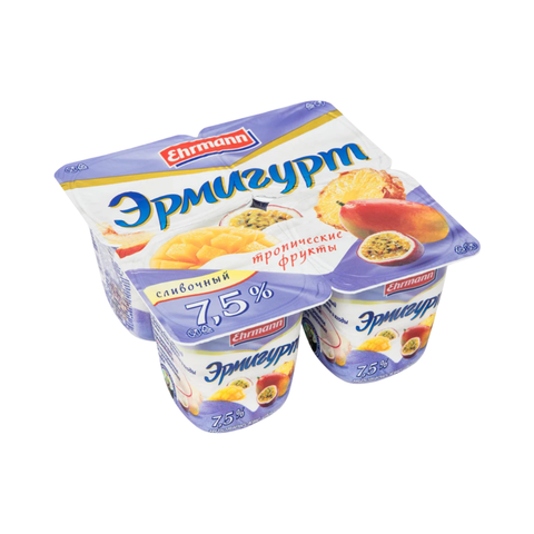 Йогуртный продукт Эрмигурт 7,5% Тропические фрукты 100г, шт