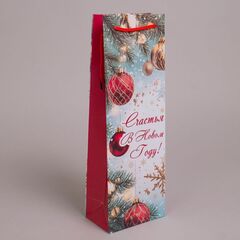 Пакет подарочный под бутылку, С Новым годом, МИКС, 12*36*8 см (Д*В*Ш)