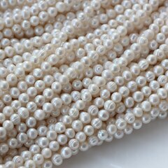 Жемчуг натуральный речной, круглый, 5,5-6,5 мм, 1 нить, Ж007