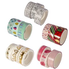 
          Декоративная клейкая лента Alingar, 1,5см х 3 м, 3 шт, ассорти, в индивидуальной упаковке