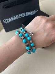 Браслет из бирюзы c посеребренными вставками CHROME HEARTS