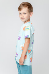 фуфайка  для мальчика  КР 302056/морозный шалфей,мир динозавров