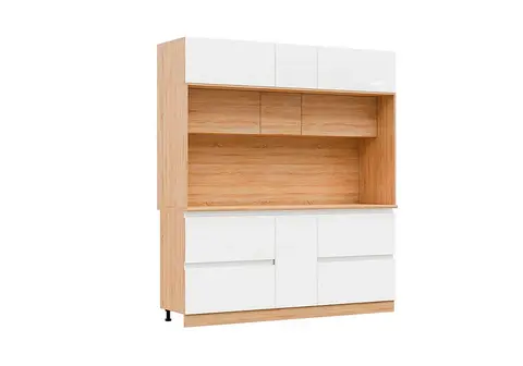 ЛДСП Кухня Карина Центральная секция 2050 (с местом под МП) (Сонома, Белый глянцевый)