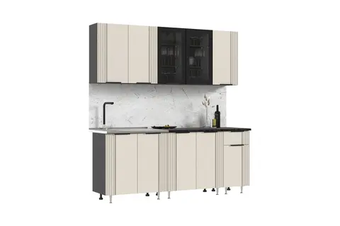 Кухня Виктория 2,0м (490) (Пластер Аворио, Графит (Кастилло темный))