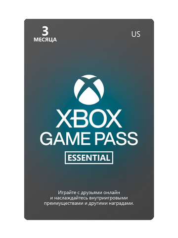 Карта оплаты Xbox Game Pass Essentials на 3 месяца [Цифровая версия] (US) (для ПК, цифровой код доступа)