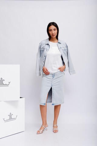 Oui Юбка из выбеленного денима из хлопка с модалом