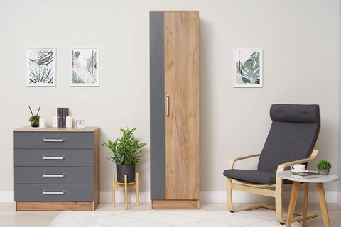 Мартина Шкаф платяной (Графит, Дуб крафт)