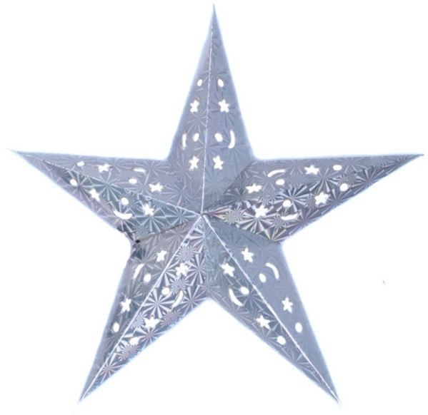 Бумажная звезда, 45 см, 5-конечная, голографическая, Серебро