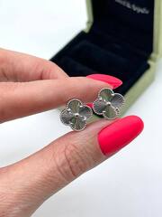90265- Серьги Trendy lux из серебра с алмазными гранями 1 мотив клевер