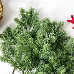 Еловая ветка искусственная, реалистичная, цвет зеленый светлый, 37-39 лапок, декор зимний, рождественский, ветка 41 см, набор 3 ветки.