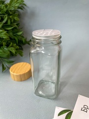 Баночки стеклянные с бамбуковой крышкой, бутылочки, 120 мл, 11*4,3 см, набор 3 шт.