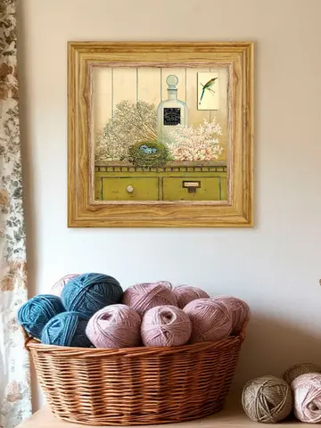 Картина настенная интерьерная в раме "под дерево" 26*26 см