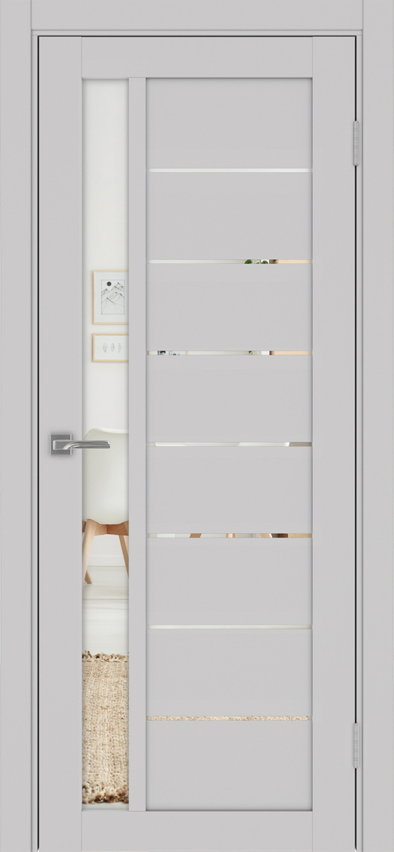 Дверь межкомнатная Оптима Порте Турин 554.21, цвет пепельный, экошпон, зеркало