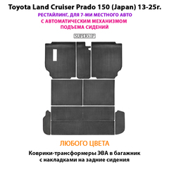 Коврики-трансформеры ЭВА в багажник с накладками на задние сидения для Toyota Land Cruiser Prado 150 (Japan) 13-25г. Рестайлинг, для 7-ми местного авто