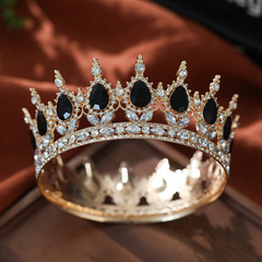 Декоративная корона на торт, золото (Черные камни)