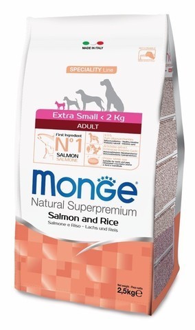 купить сухой корм Monge Speciality Line Extra Small Adult Salmon and Rice для взрослых собак миниатюрных пород лосось с рисом
