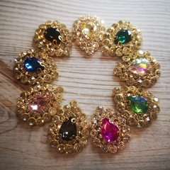 Стразы на цапах пришивные. Кабошон капля. Розовый кварц.