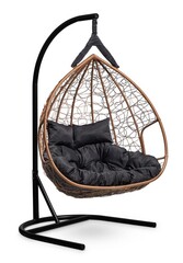 Подвесное кресло-кокон FISHT горячий шоколад, черная подушка (Laura Outdoor)
