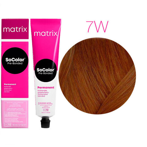 Matrix SoColor Pre-Bonded 7W теплый блондин, стойкая крем-краска для волос с бондером