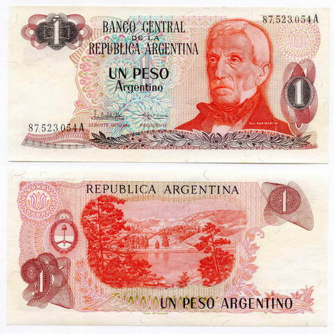 Банкнота Аргентина 1 песо 1983 год. UNC