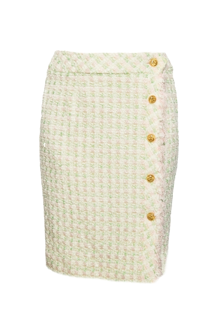 Классическая твидовая юбка пастельных оттенков от Chanel, 34 размер.