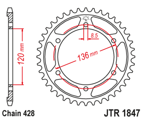Звезда ведомая для мотоцикла RK B3265-48 (JTR1847-48)