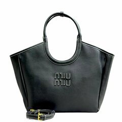 Кожаная средняя сумка Miu Miu Ivy черный