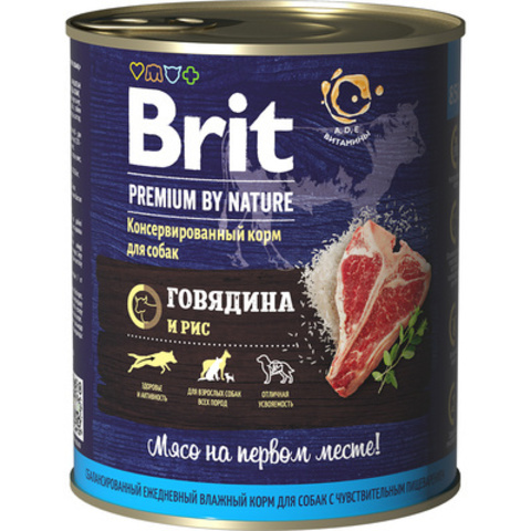 Brit Premium by Nature консервы для собак (говядина и рис) 850г