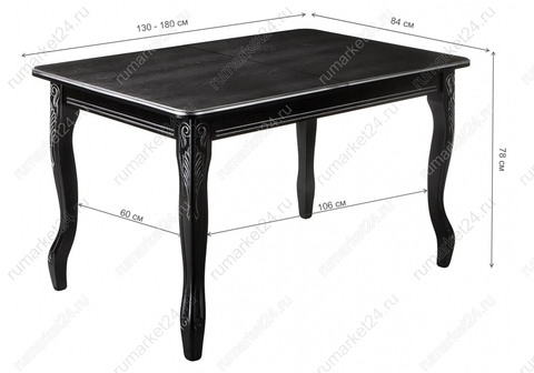 Стол деревянный кухонный, обеденный, для гостиной Каллисто патина серебро 84*84*78 Черный