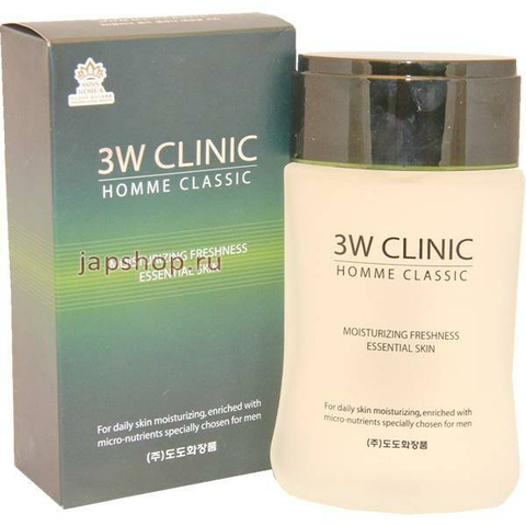 3W CLINIC Homme Тонер для мужской кожи лица увлажняющий Homme Classic Moisturizing Freshness Essential Skin