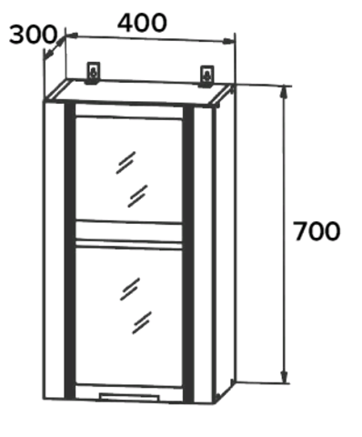 Шкаф верхний вклеенное стекло 400