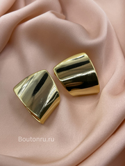 Серьги золотистые плоские изогнутые