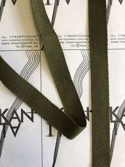 Хлопковая киперная лента (100%хлопок, Оливковый, 15)
