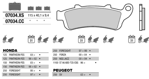 07034XS колодки тормозные МОТО(FDB2075)