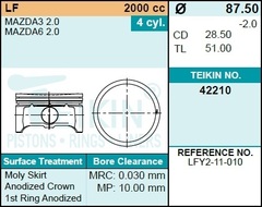 Поршень двигателя TEIKIN 42210 0.50 (4шт/упак)