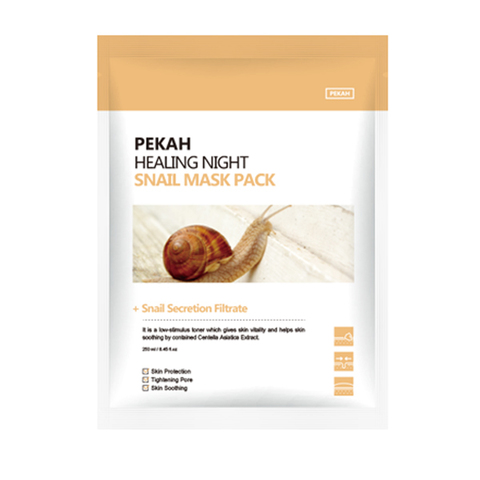 PEKAH Вечерняя восстанавливающая маска для лица с муцином улитки Healing Night Snail Mask Pack 25мл