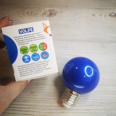 Лампа светодиодная. Синяя, 3Вт, цоколь Е27. 220-240В.