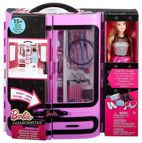 Шкаф для кукольной одежды типа Барби из дерева