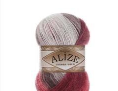 Пряжа ALIZE "Angora Gold Batik" 1984 коралл/кремовый