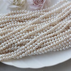 Жемчуг натуральный речной, круглый, 5,5-6,5 мм, 1 нить, Ж007