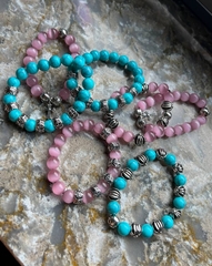 Браслет из бирюзы c посеребренными вставками CHROME HEARTS