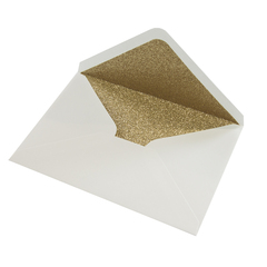 Конверт бумажный, с глиттером, Золото/Белый, 120 г, 13,8*19,6 см, 5 шт.