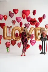 Сет гелиевых шаров Красные сердца любви