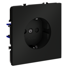 Розетка встраиваемая VOLTUM S70 с заземлением и защитными шторками, 16А, (черный матовый)