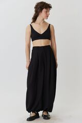 Длинные кюлоты из черного льна