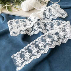Кружево ажурное, белое, ширина 5,5 см, белое, длина 90 см