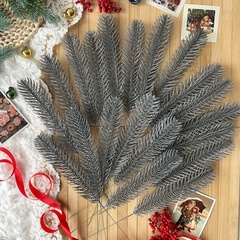 Еловая ветка, еловые лапки, рождественский декор, цвет под серебро, 1 лапка 30 см, набор 20 шт.